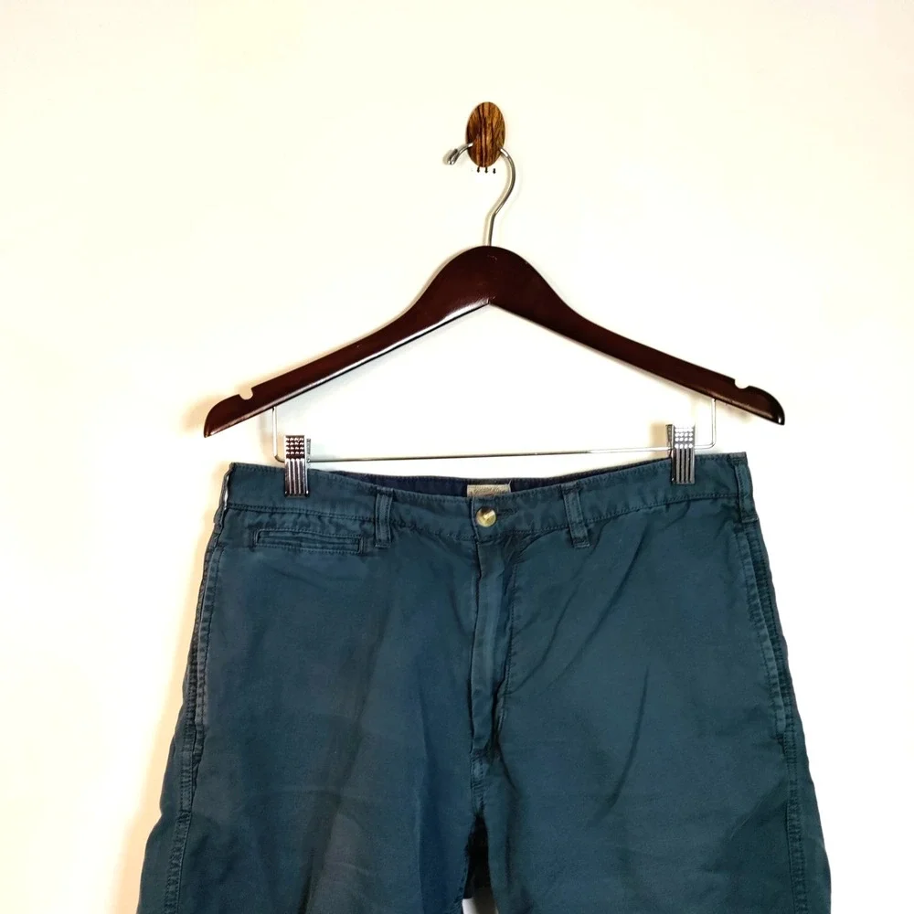 Faherty Linen Blend Teal Beach Resort‎ Casual Golf Athletic Coastal Shorts Men 8